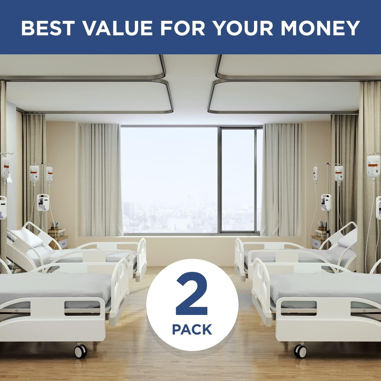 Premium Egyptian Cotton 2 Pack Fitted Hospital Bed Sheets with Elastic All Around for a Perfect Fit - Cotton Rich Soft Knitted Jersey Sheet, ... - Premium Ultra-Soft Pillowcase Pair for Sleeping Detail