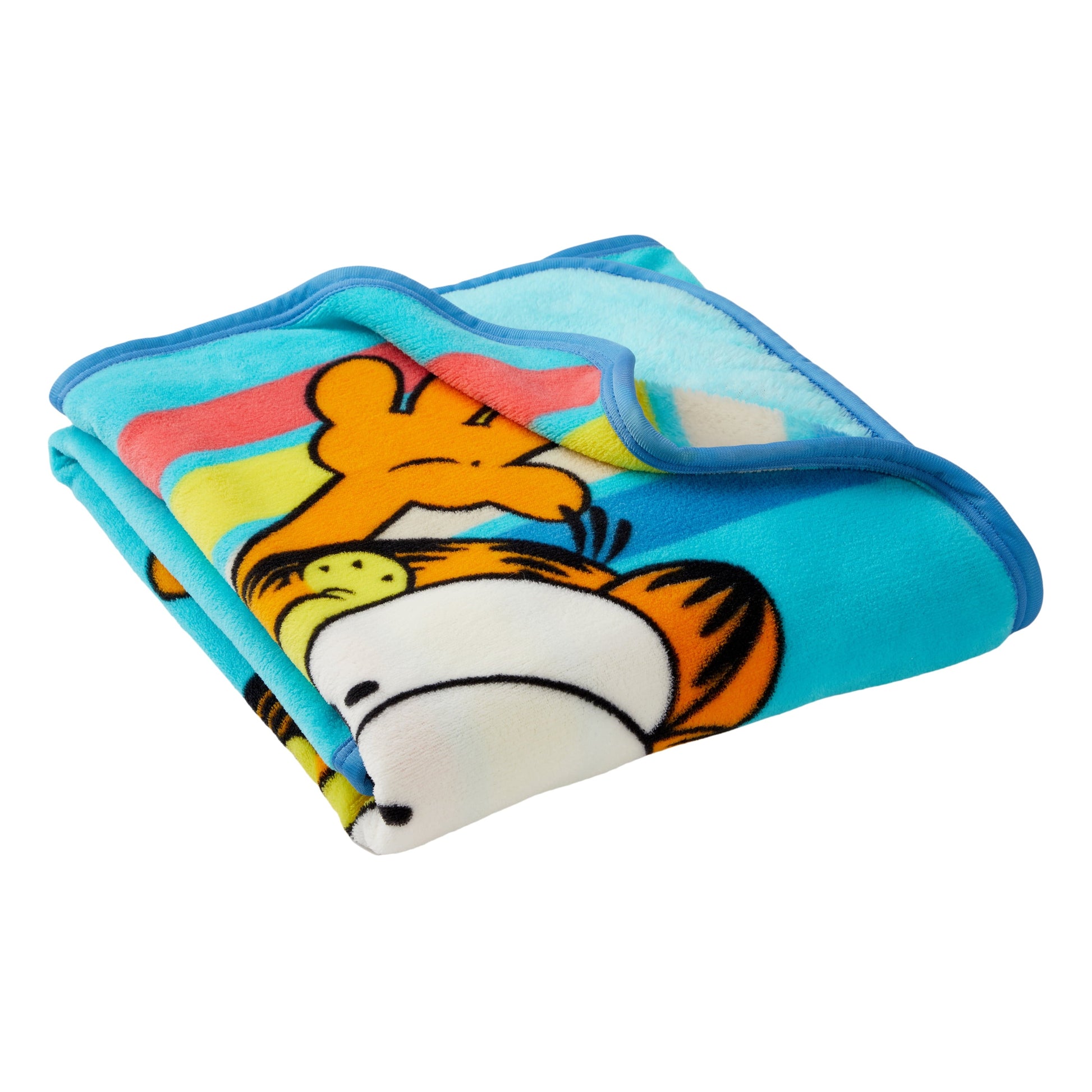 Super Soft Flannel Kids Blue Print Fleece Throw Blanket, 46 x 60 - Luxury Knitted Decorative Throw Blanket with Fringes Detail