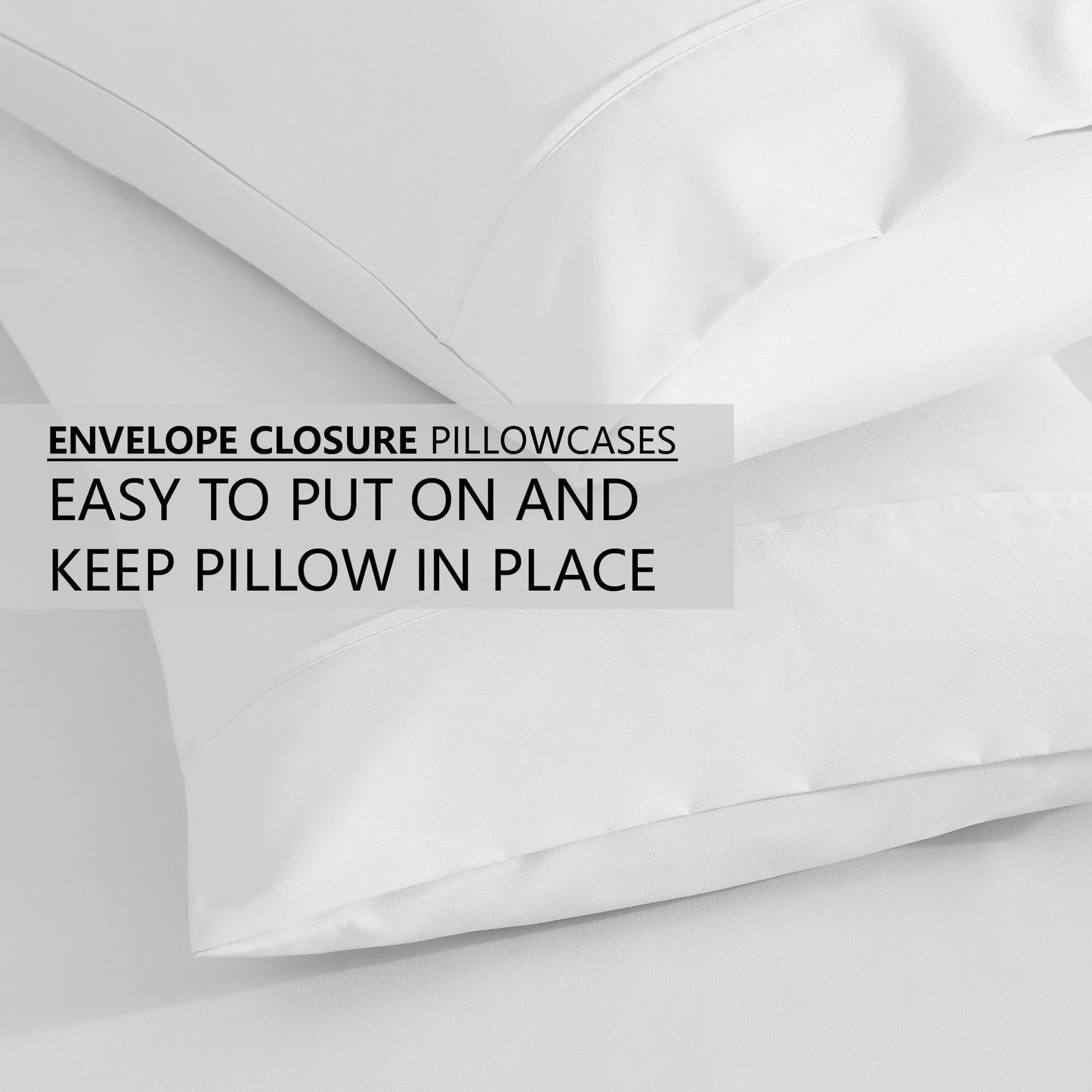 Breathable Luxury Queen Size 6 Piece Bed Sheet Set White - Ultra Soft Microfiber Deep Pocket Wrinkle Free - Breathable Egyptian Cotton Flat & Fitted Sheets Detail