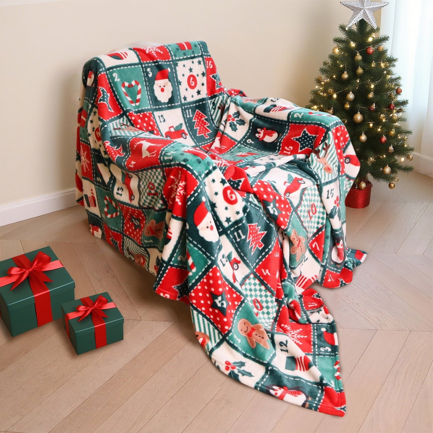 Cozy Fleece Cozy Blanket Printed Blanket Throw Christmas Blanket - 300 GSM Fleece Blanket Throw Size Blanket for Home Decoration,... - Luxury Knitted Decorative Throw Blanket with Fringes Detail