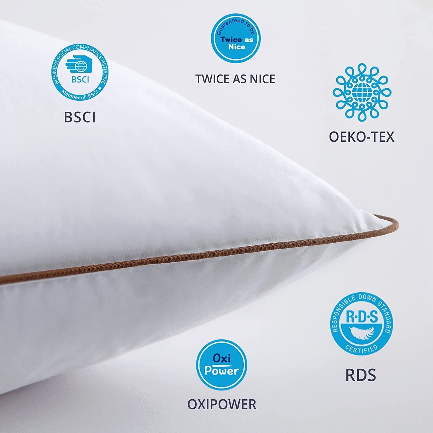 Hotel Collection Down Feather Pillows for Bed 20 x 30 Inches Queen Size Set of 2, Medium Firm Luxury Cooling Hotel Collection Feather ... - Ergonomic Memory Foam Pillow for Neck Pain Support Detail
