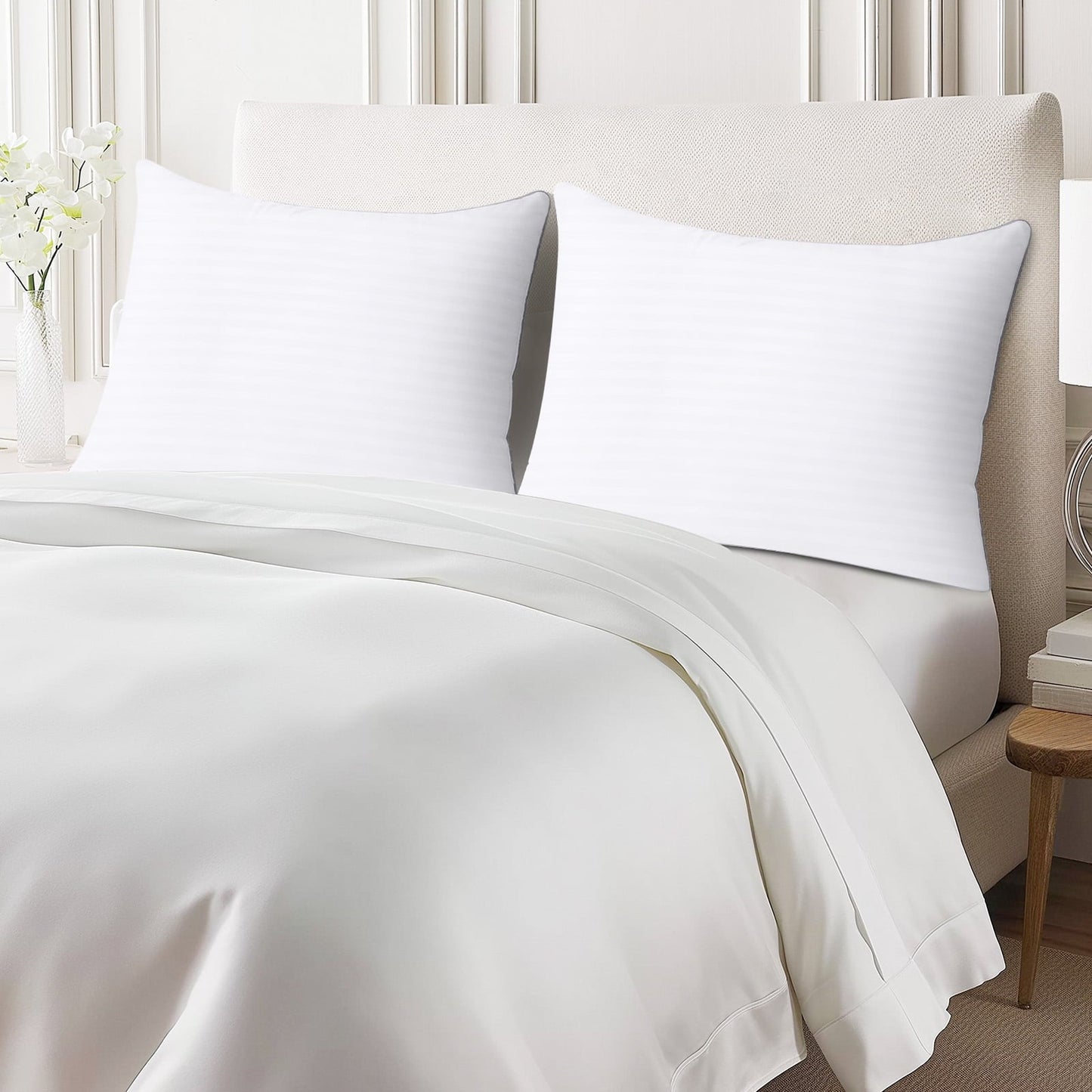 Decorative Plump Pillows Standard Size Set of 2, Hotel Quality, Down Alternative Gusseted Bed Pillows for Side, Back, And Stomach Slee... - Ergonomic Memory Foam Pillow for Neck Pain Support Detail