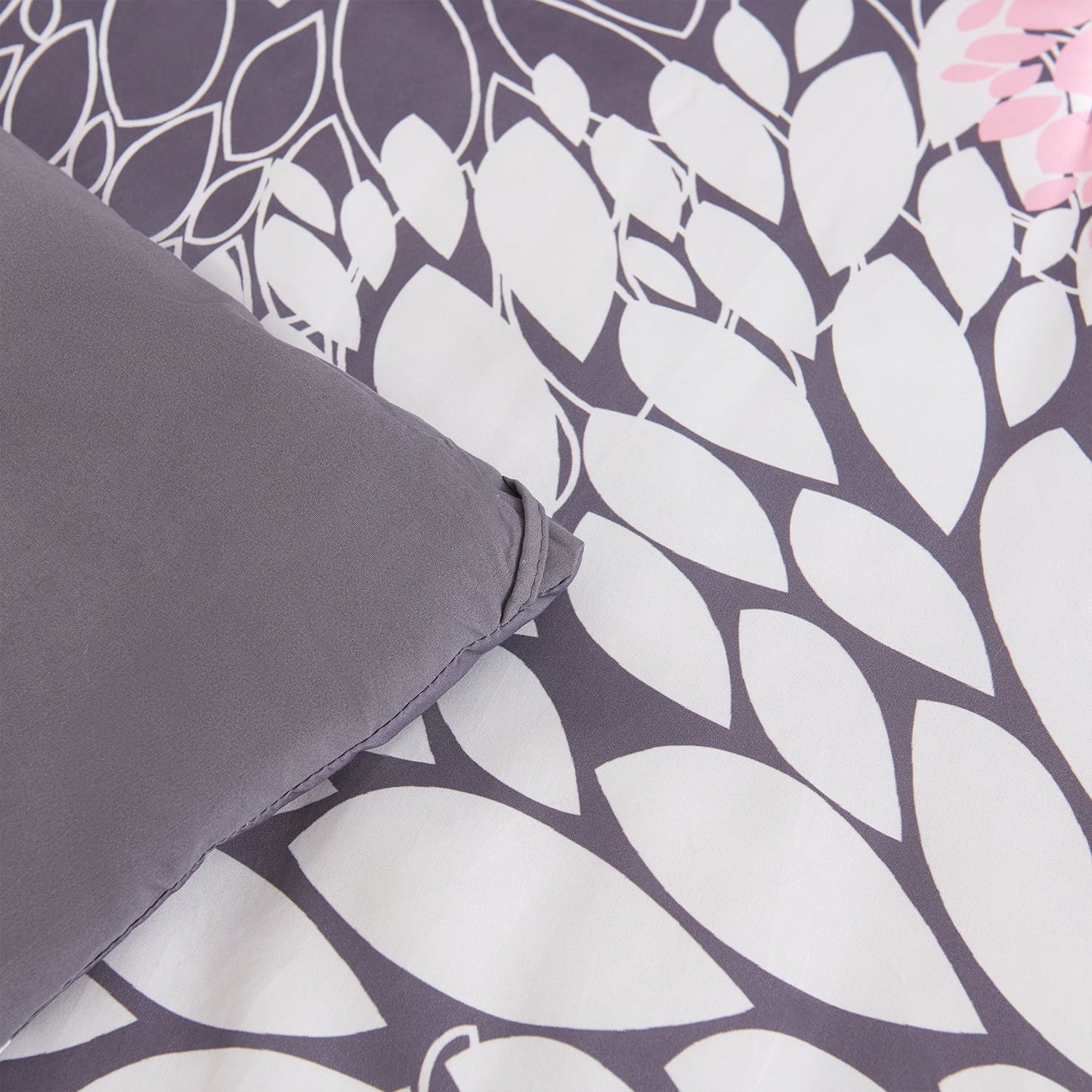 Heavyweight Warmth 2 Pieces Pink Floral Comforter Set Twin Size, Botanical Bedding Sets with Cute Flowers Printing for Teen Girls - Hypoallergenic Ultra-Fluffy Quilt for Winter Detail