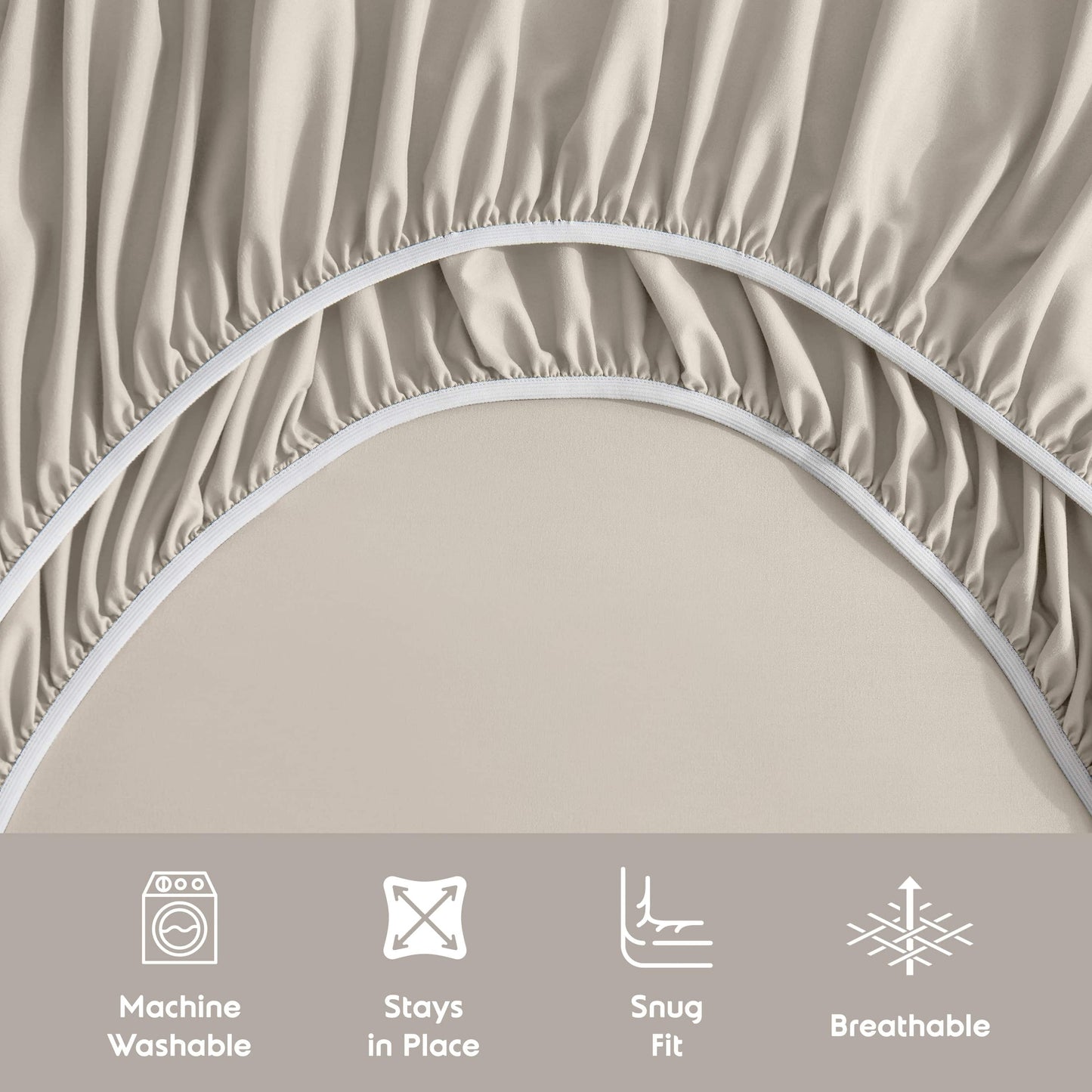 Cooling Sateen Extra Deep Pocket Queen Sheets set, Fits 18"-24" Mattress, 6 Piece Soft Microfiber Bed Sheet Sets, Linen - Luxury Bed Sheet Set with Deep Pockets Detail