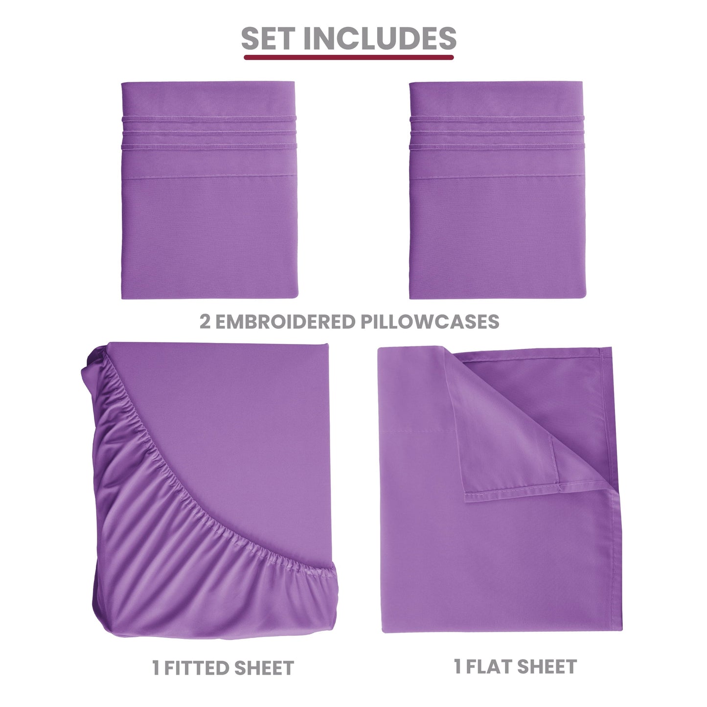 Wrinkle-Resistant Queen Size Sheets Set Brushed Microfiber High GSM, 4 Piece Sheet Set Upto 16 Inches Deep Pocket Bedding Sheets & Pillow - Cooling Hotel Quality Bedding Sheets and Pillowcases Detail