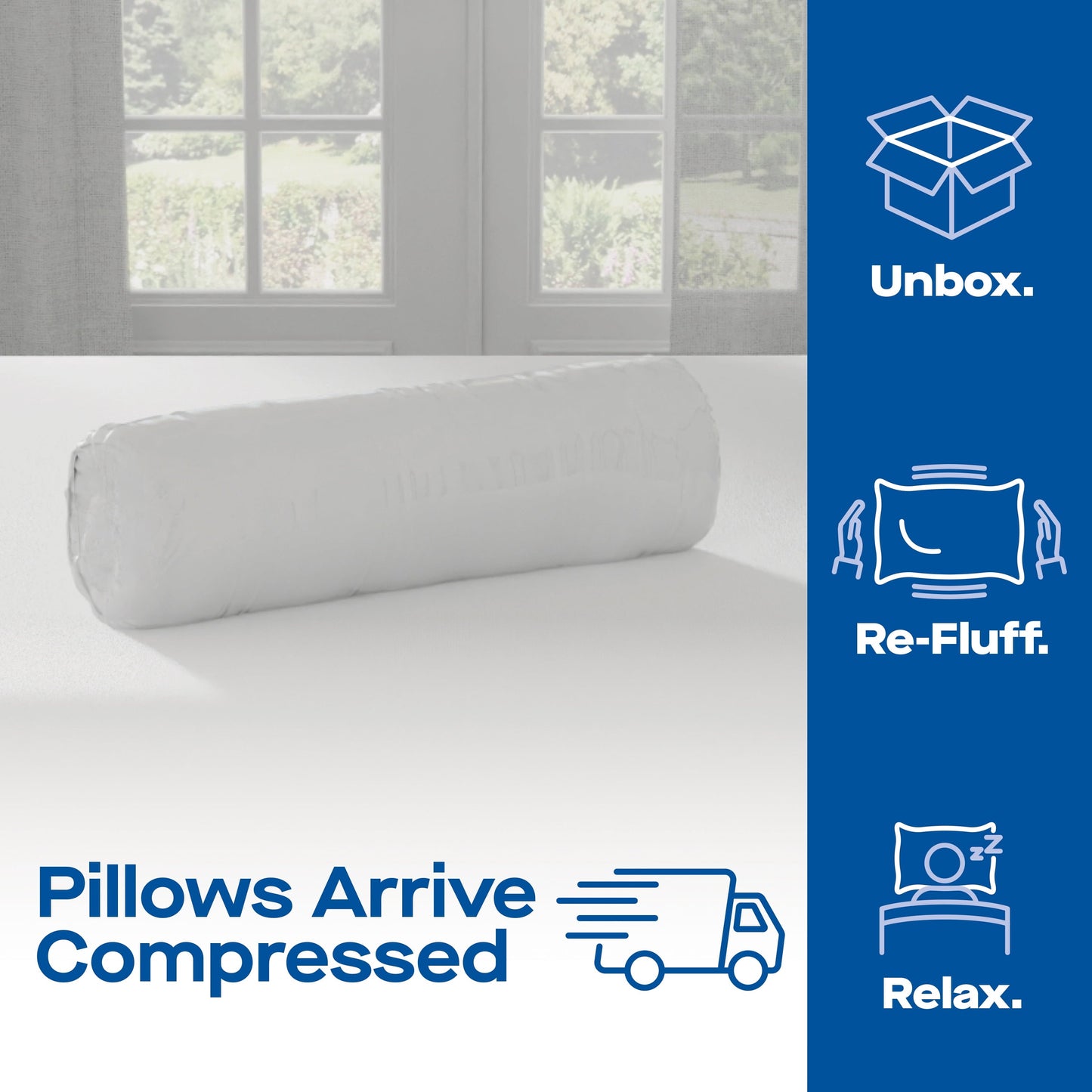 Hotel Collection Huggable Support Bed Pillow, Standard- Soft Velvety Cover, Squishable Comfort (2 Count) - Orthopedic Shredded Foam Bed Pillow Set Detail