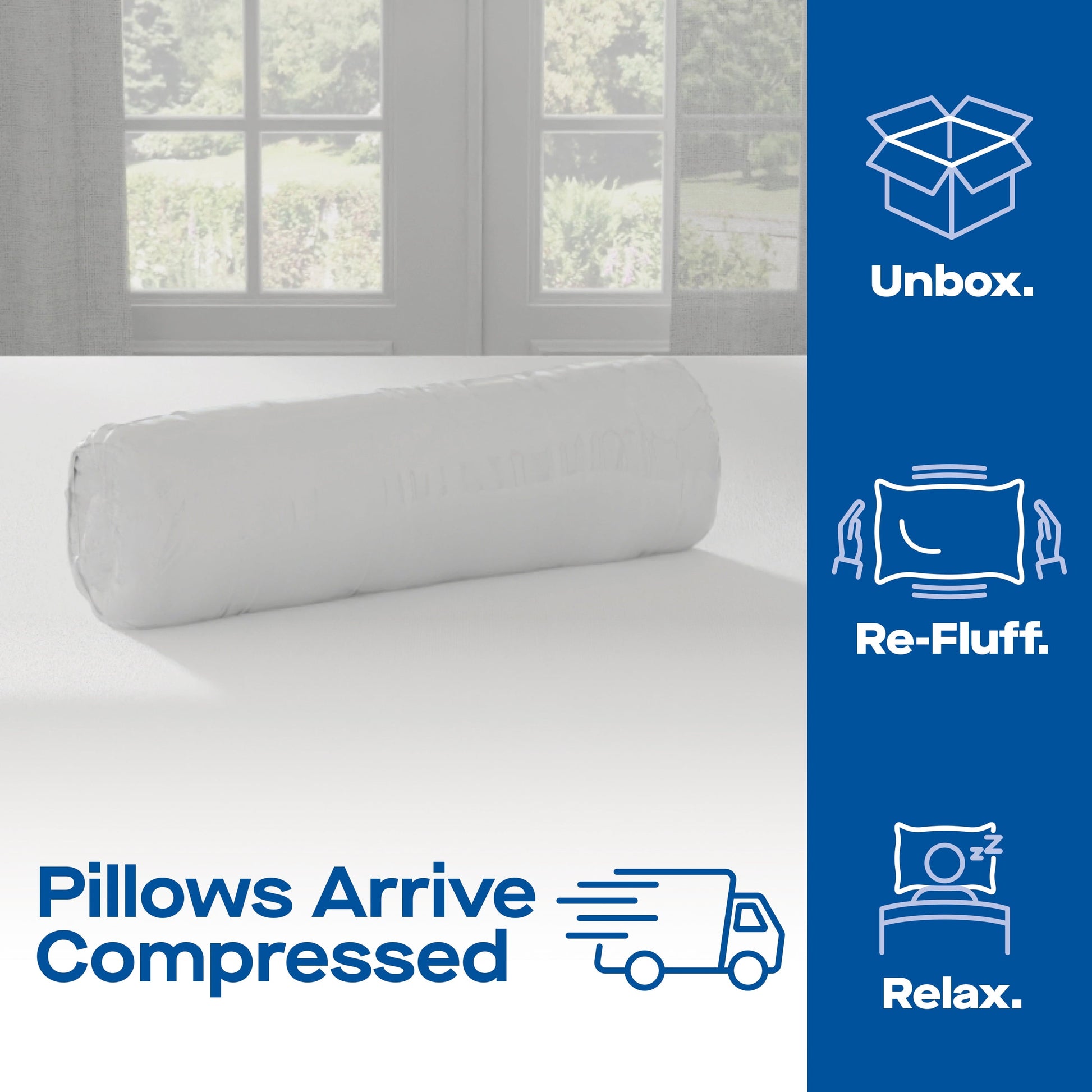 Hotel Collection Huggable Support Bed Pillow, Standard- Soft Velvety Cover, Squishable Comfort (2 Count) - Orthopedic Shredded Foam Bed Pillow Set Detail