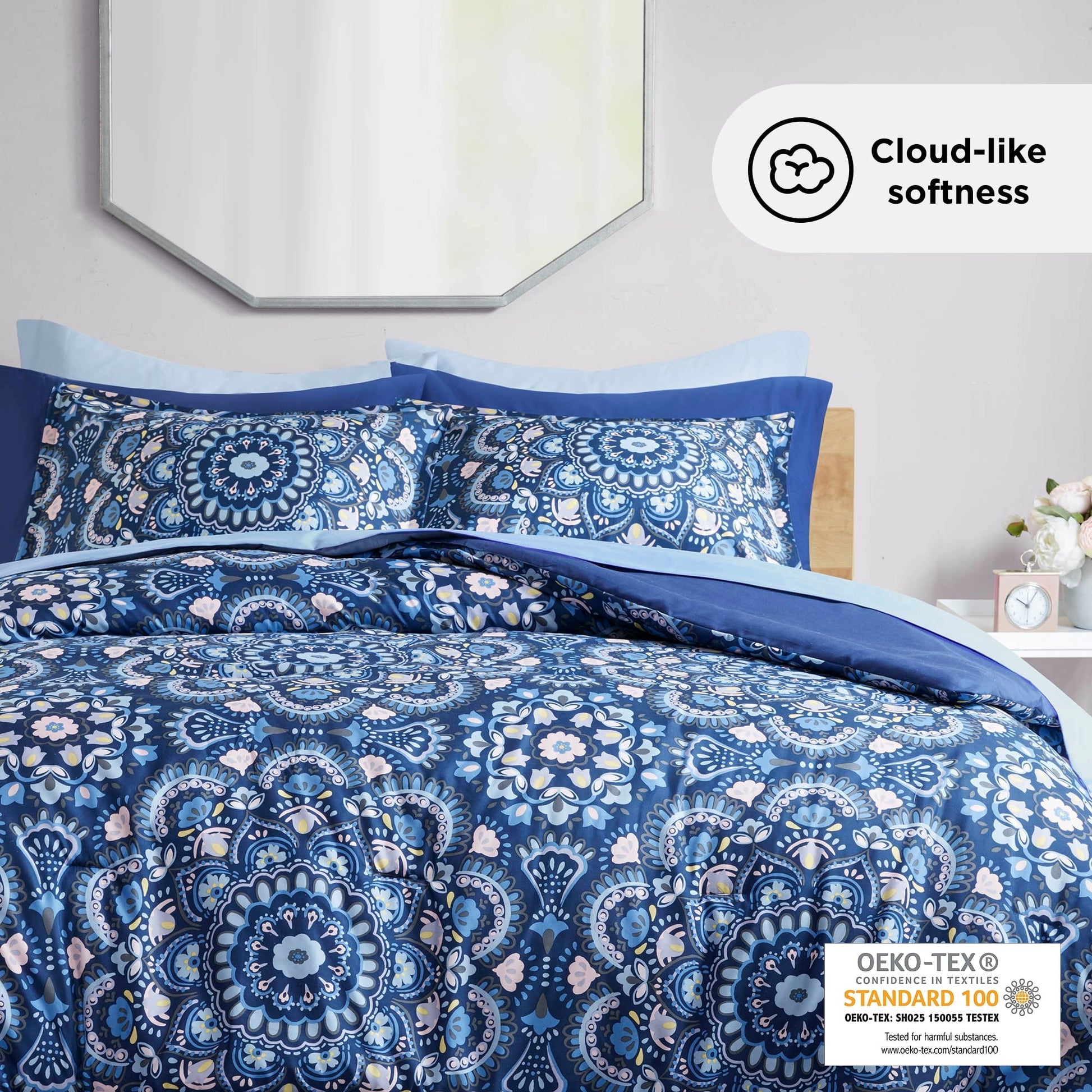 Fluffy Down Alternative Queen Size Comforter Set, 9-Piece Bed in a Bag Queen, Navy Blue Bedding Comforter Set with Comforter, Flat Sheets, Fi... - Hypoallergenic Ultra-Fluffy Quilt for Winter Detail
