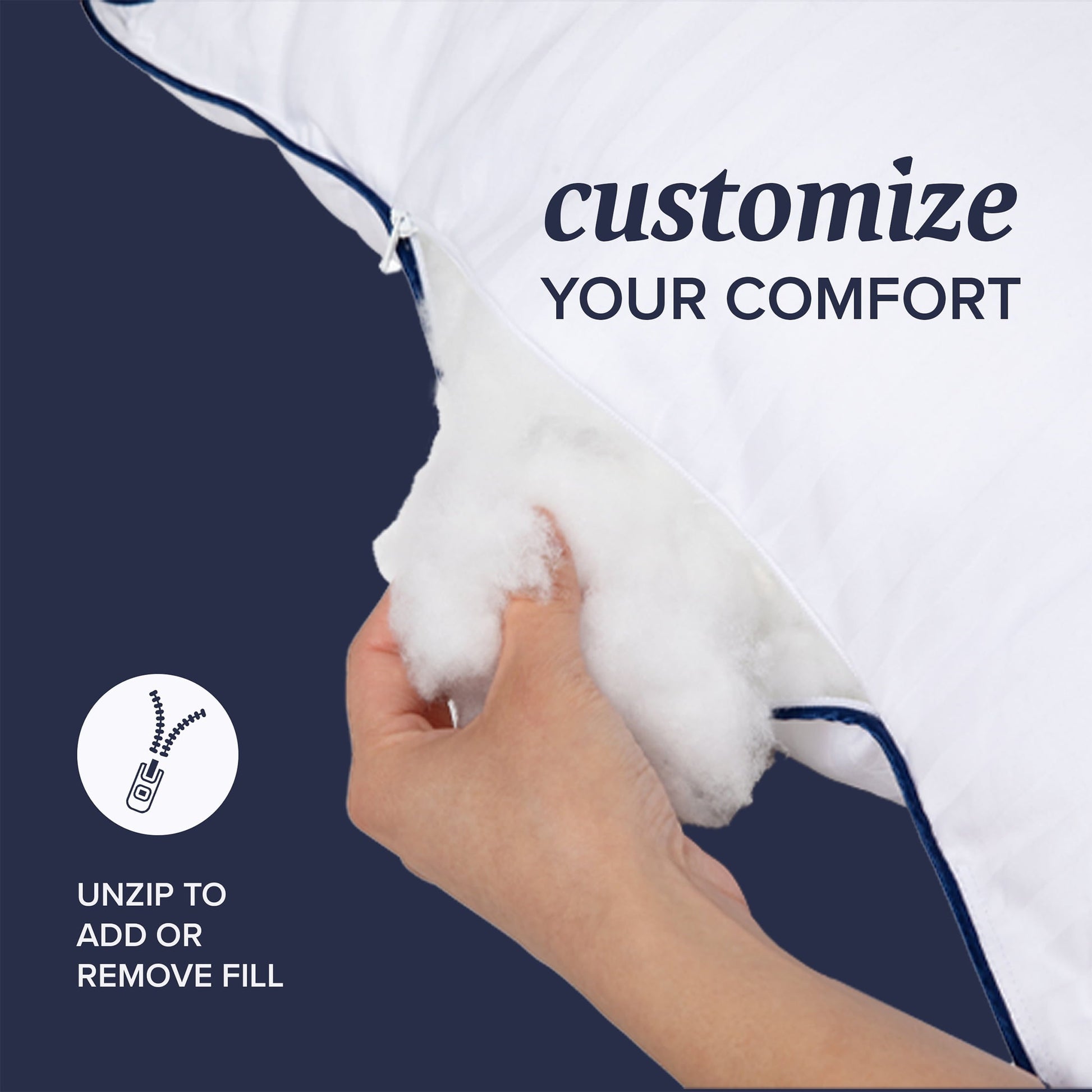 Fluffy Shredded Customizable Down Alternative Queen Pillow 1 Pack, Adult - Hotel Quality Plush Sleeping Pillows Detail