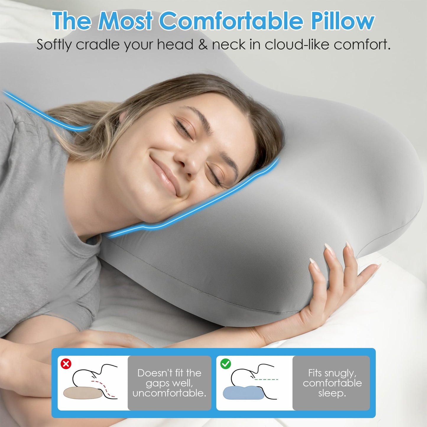 Hotel Collection Cervical Pillow Orthopedic Cervical Pillow for Neck Pain Relief, Memory Foam Bed Pillow with Pillowcase, Contour Bed ... - Decorative Throw Pillow Cushion for Sofa & Bed Detail