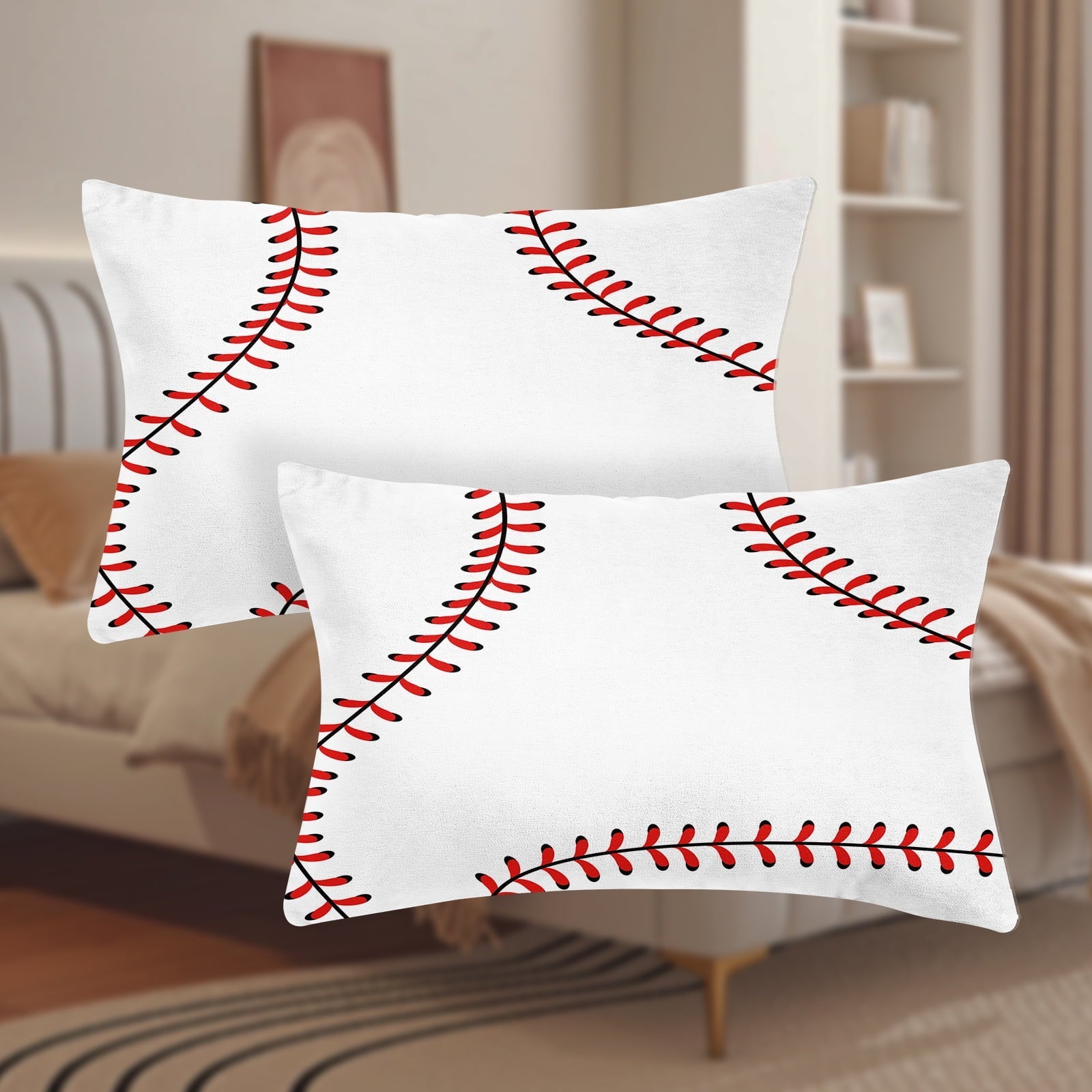 Premium Egyptian Cotton Baseball Sheet Set Sports Theme Bedding Set for Kids 3D Baseball Pattern Bed Sheets Baseball Games Bed Sheet Set Room... - Premium Ultra-Soft Pillowcase Pair for Sleeping Detail