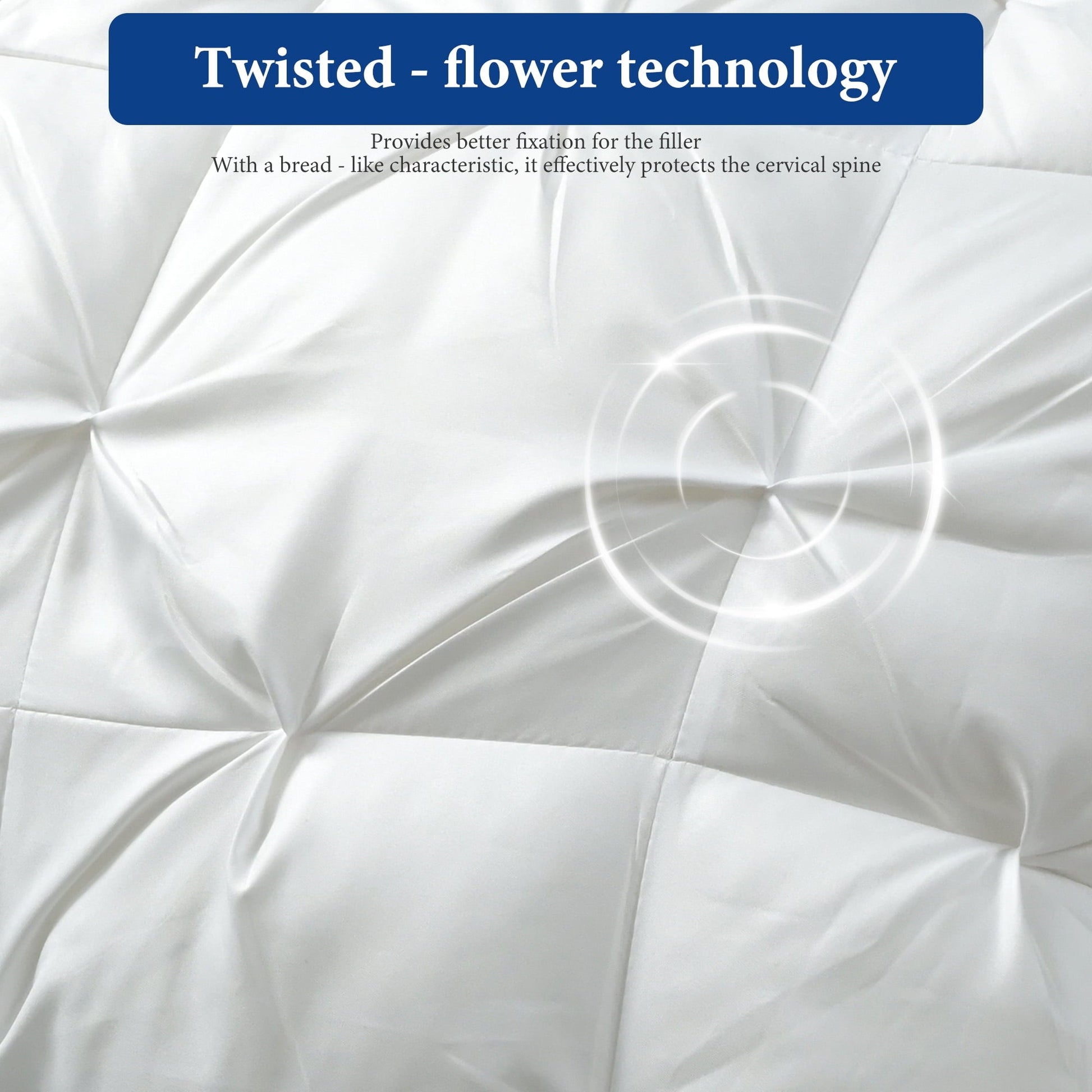 Orthopedic Support 2-Pack Luxurious Hotel-Quality ,Resistant to Flattening, All-Season,White - Decorative Throw Pillow Cushion for Sofa & Bed Detail