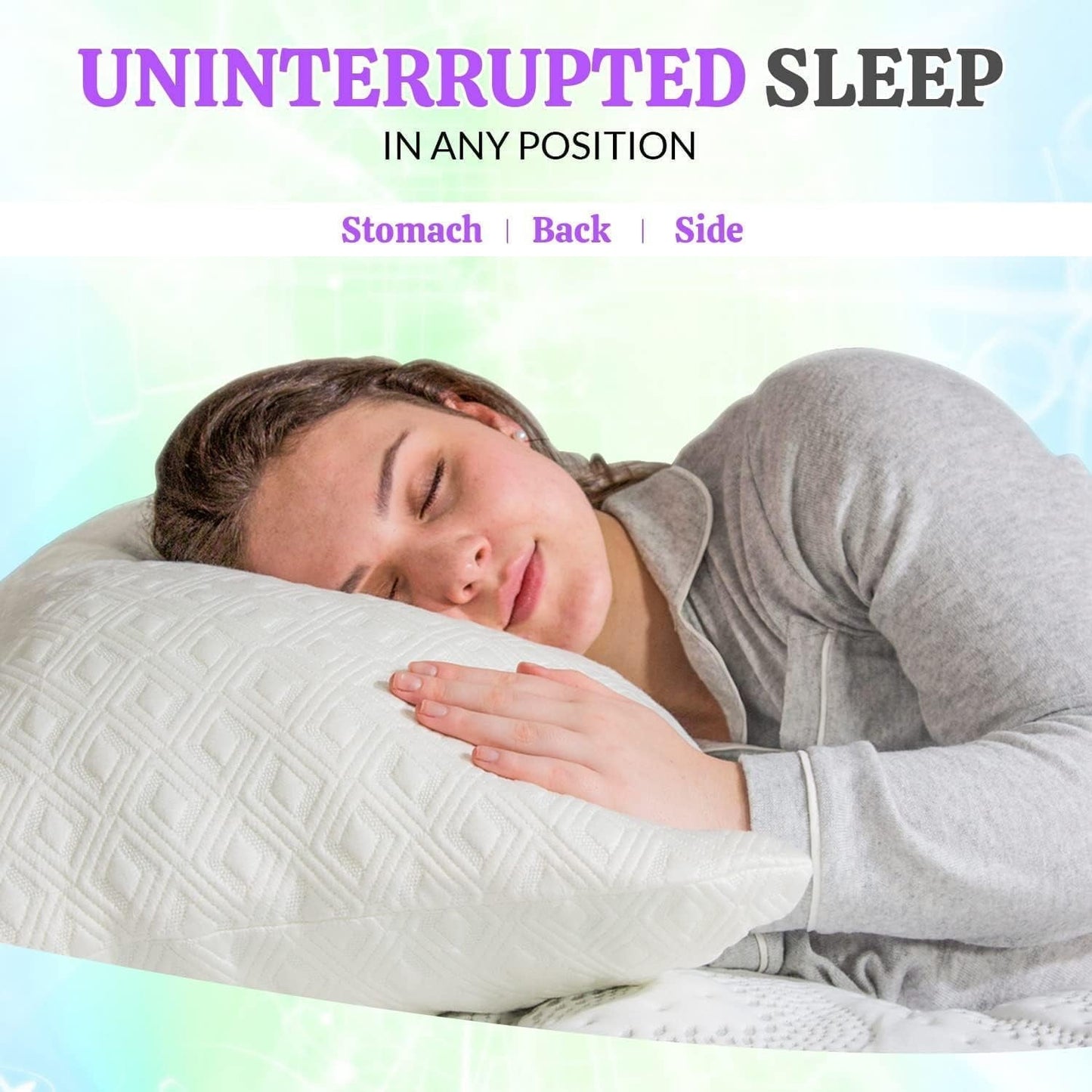 Orthopedic Support King Size Bamboo Pillow, Memory Foam Bed Pillows with Washable Pillowcases, King - Hotel Quality Plush Sleeping Pillows Detail