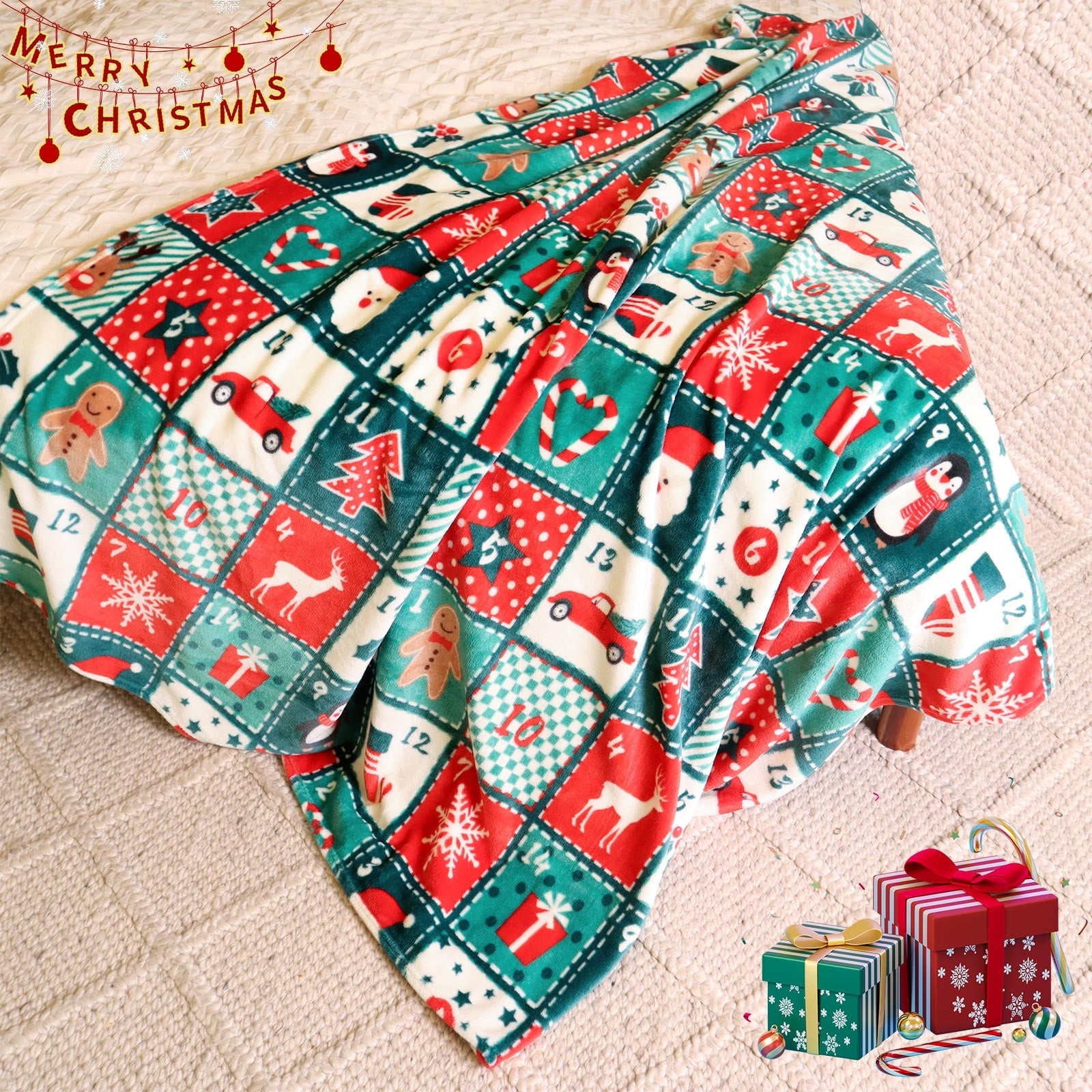 Cozy Fleece Cozy Blanket Printed Blanket Throw Christmas Blanket - 300 GSM Fleece Blanket Throw Size Blanket for Home Decoration,... - Luxury Knitted Decorative Throw Blanket with Fringes Detail