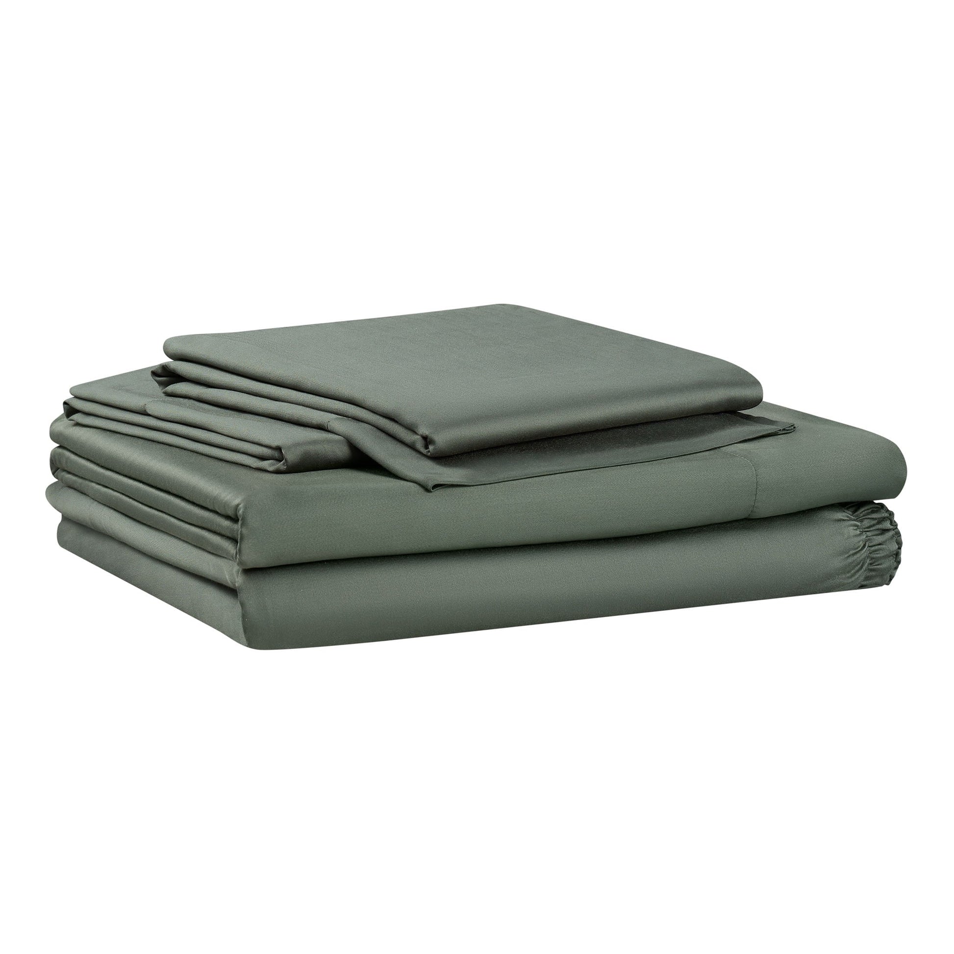 Cooling Sateen 4-Piece & Silky Serenity 100% Bed Sheets Set, Flagstone, Queen - Premium Ultra-Soft Pillowcase Pair for Sleeping - Default Title