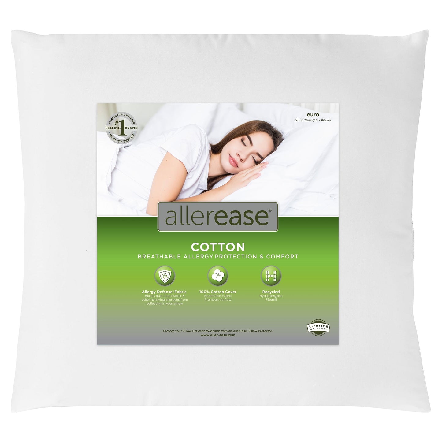 Fluffy Shredded Cotton Euro Throw Pillow, 26" x 26", White- Allergy Defense Fabric - Hotel Quality Plush Sleeping Pillows - Default Title