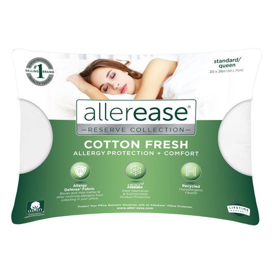 Orthopedic Support Cotton Fresh Bed Pillow, S/Q, White- 2 Pack Antimicrobial Allergy Defense Fabric - Ergonomic Memory Foam Pillow for Neck Pain Support - Default Title
