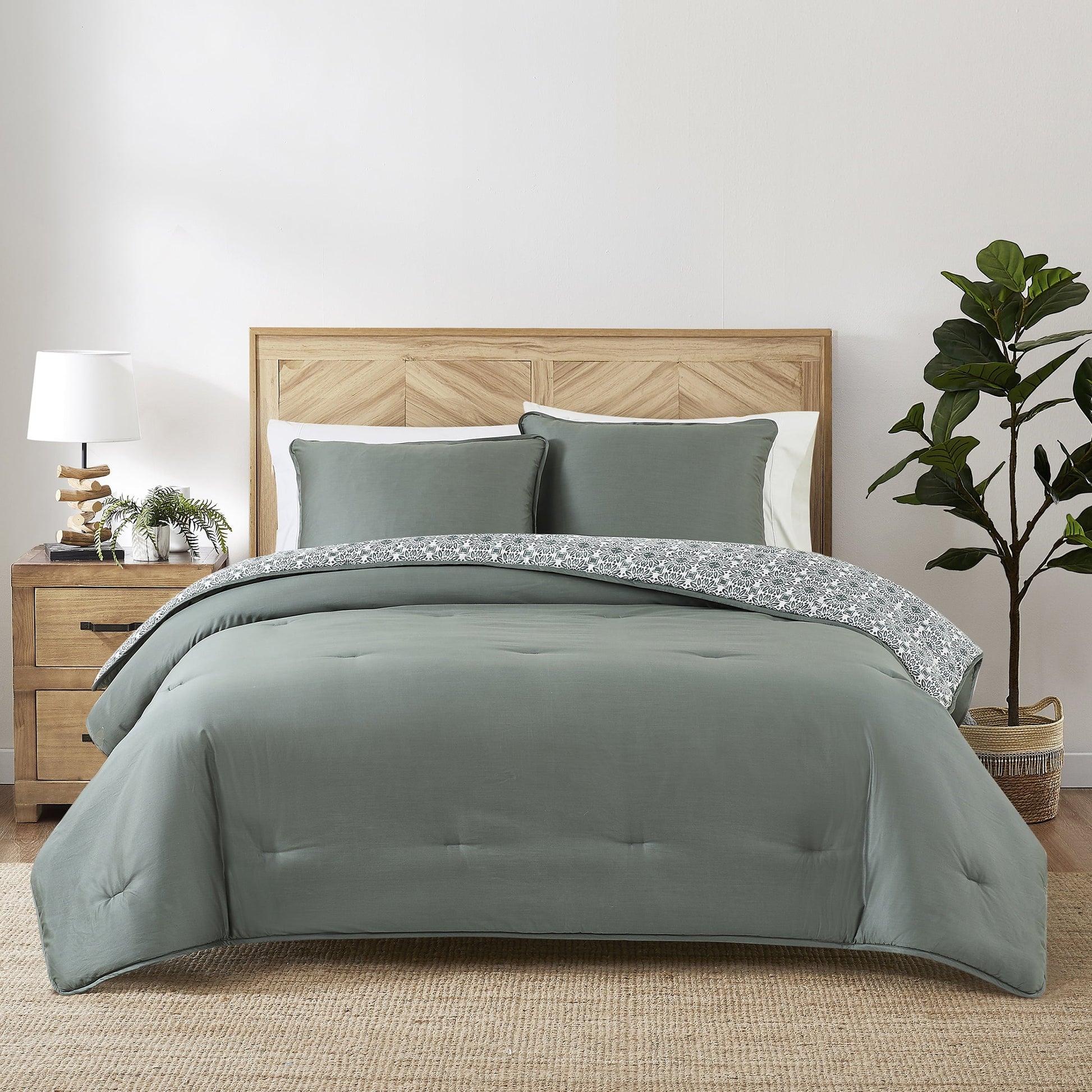Heavyweight Warmth 3-Piece 400 Thread Count Flag Stone Green Cotton Lyocell Blend Comforter Set, Adult King - Hypoallergenic Ultra-Fluffy Quilt for Winter - Default Title