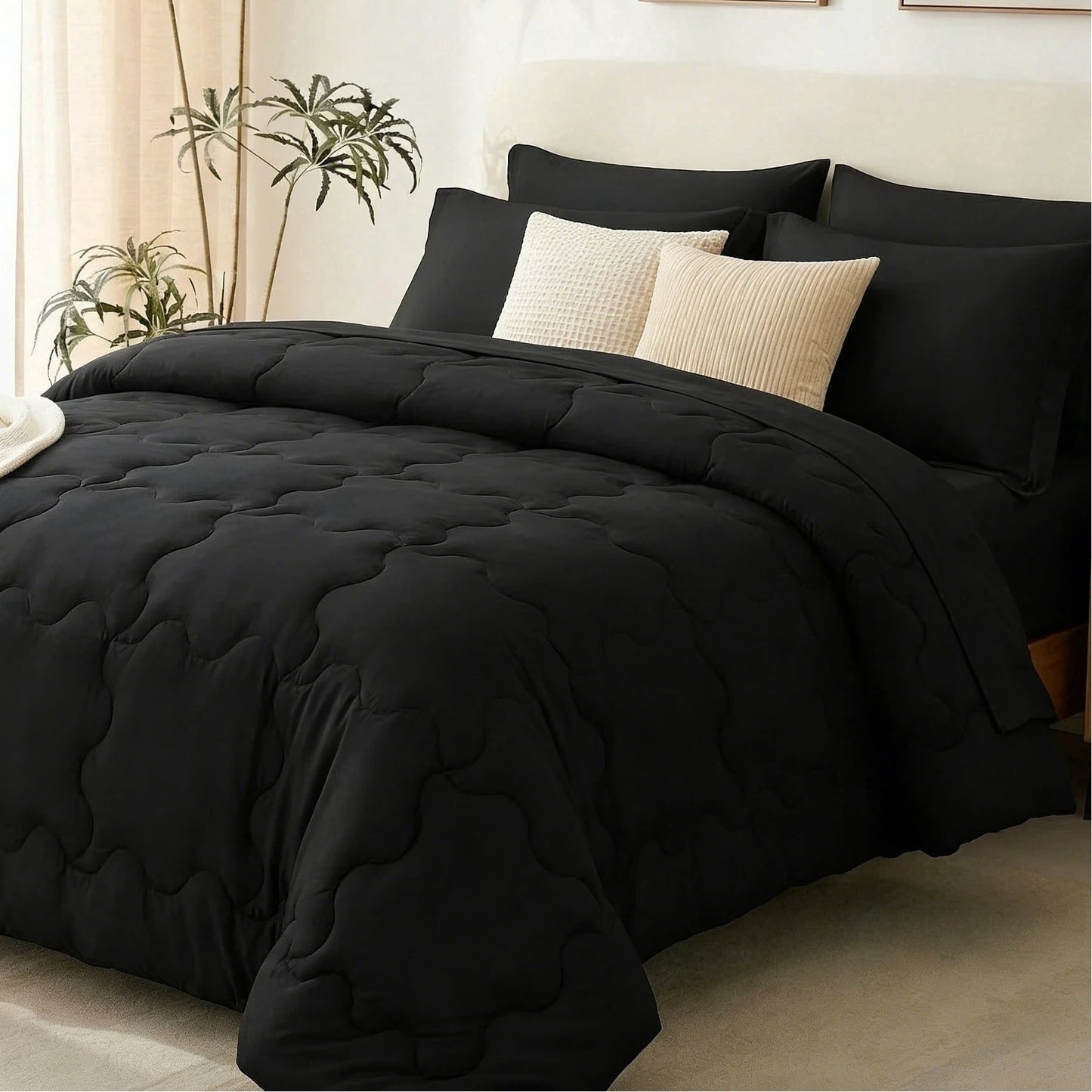 All-Season 7 Pieces Comforter Set Full，Bed in A bag，All Seasons Bedding sets with Comforter,Fitted Sheet,Flat Sheet,Pillowcases ... - Hypoallergenic Ultra-Fluffy Quilt for Winter - Default Title