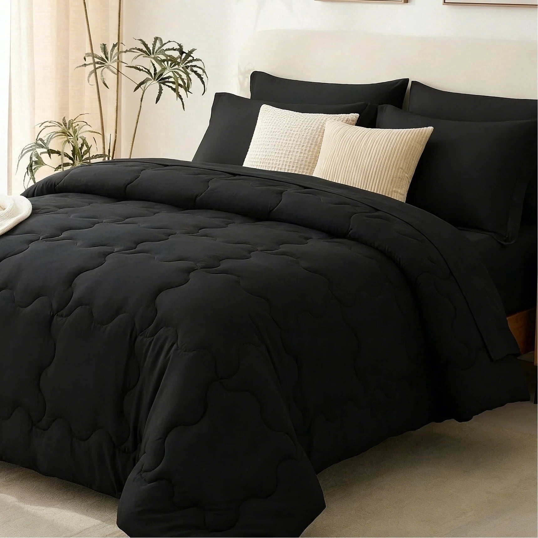 All-Season 7 Pieces Comforter Set Full，Bed in A bag，All Seasons Bedding sets with Comforter,Fitted Sheet,Flat Sheet,Pillowcases ... - Hypoallergenic Ultra-Fluffy Quilt for Winter - Default Title