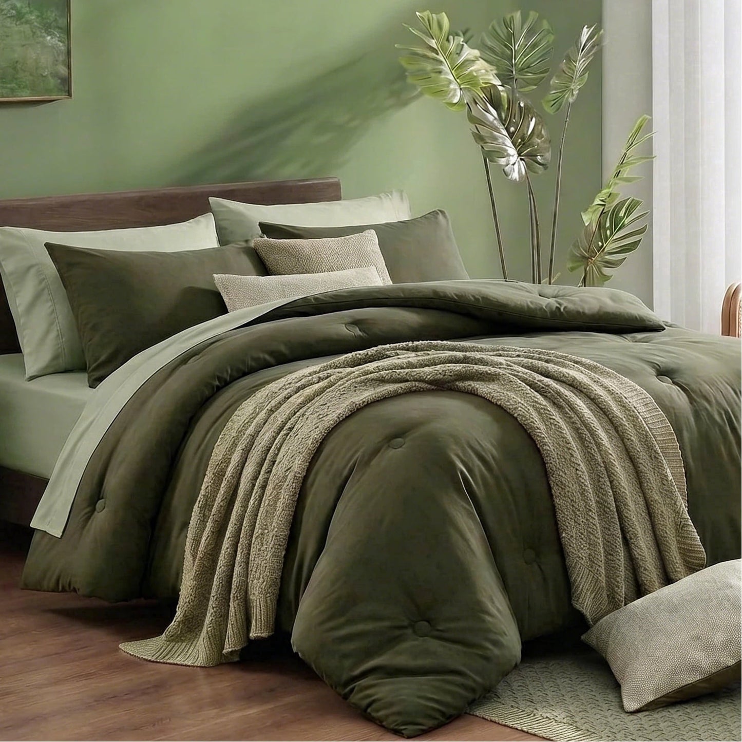 Fluffy Down Alternative 7 Pieces Comforter Set Queen，Bed in A bag，All Seasons Bedding sets with Comforter,Fitted Sheet,Flat Sheet,Pillowcases... - Luxurious Quilted Duvet Cover Set - Default Title