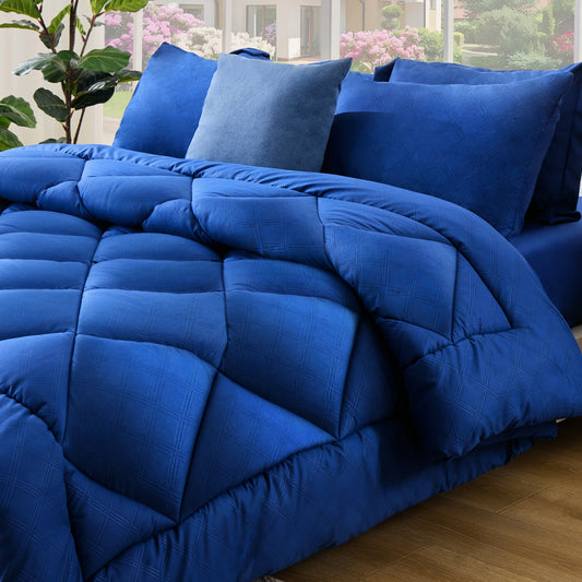 Fluffy Down Alternative Full Comforter Set 4 Pieces,Comforter Set,Bed in a Bag, Bedding Set with Comforter,Fitted Sheet,Flat Sheet,Pillowcase... - Hypoallergenic Ultra-Fluffy Quilt for Winter - Default Title