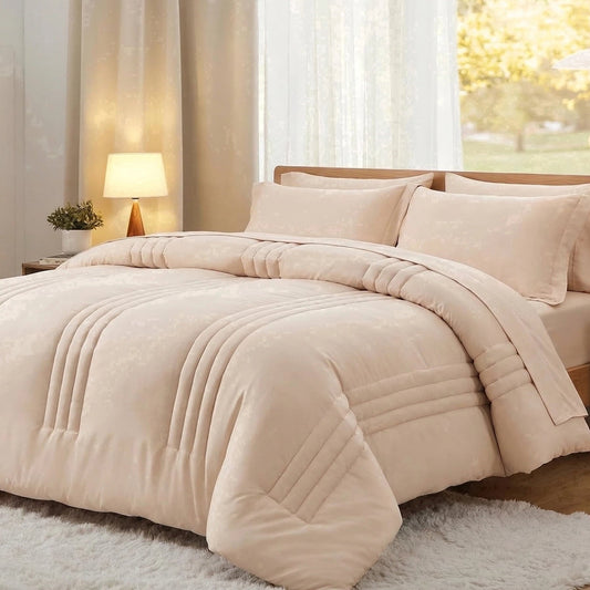 All-Season Twin Comforter Set 5 Pieces,Bed in a Bag, Bedding Set with Comforter,Fitted Sheet,Flat Sheet,Pillowcase, All Season - All-Season Down Alternative Comforter Insert - Default Title