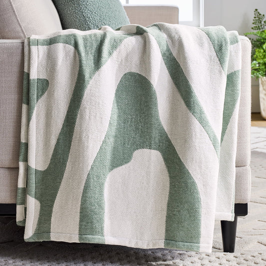 Lightweight Warm Chenille Jacquard Soft Throw Blanket, Soft Sea - Luxury Knitted Decorative Throw Blanket with Fringes - Default Title