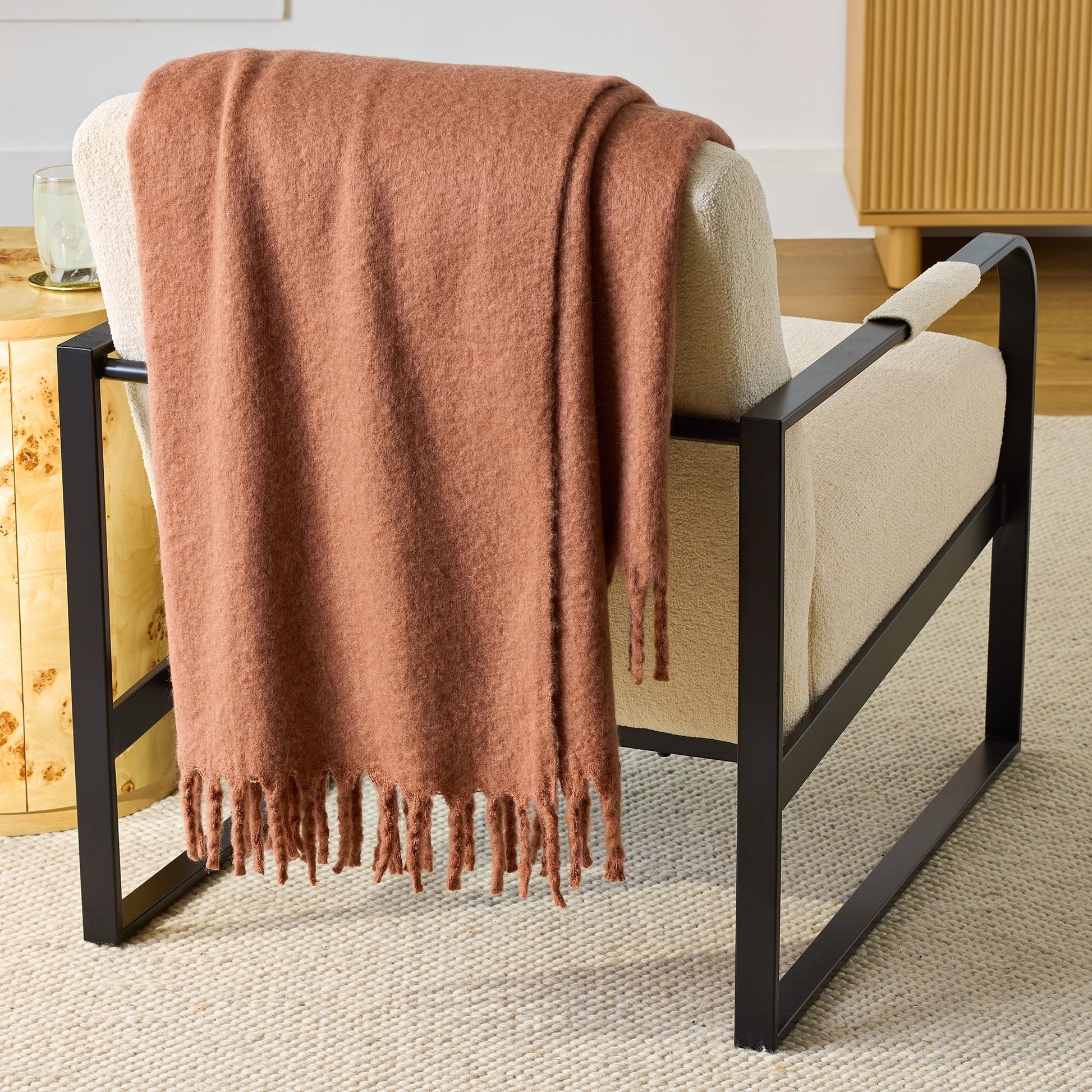 Reversible Sherpa Faux Mohair Cozy Couch Throw Blanket Terracotta Clay, 50x72" - Super Soft Reversible Sherpa Flannel Blanket - Default Title