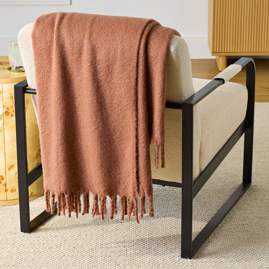Reversible Sherpa Faux Mohair Cozy Couch Throw Blanket Terracotta Clay, 50x72" - Super Soft Reversible Sherpa Flannel Blanket - Default Title