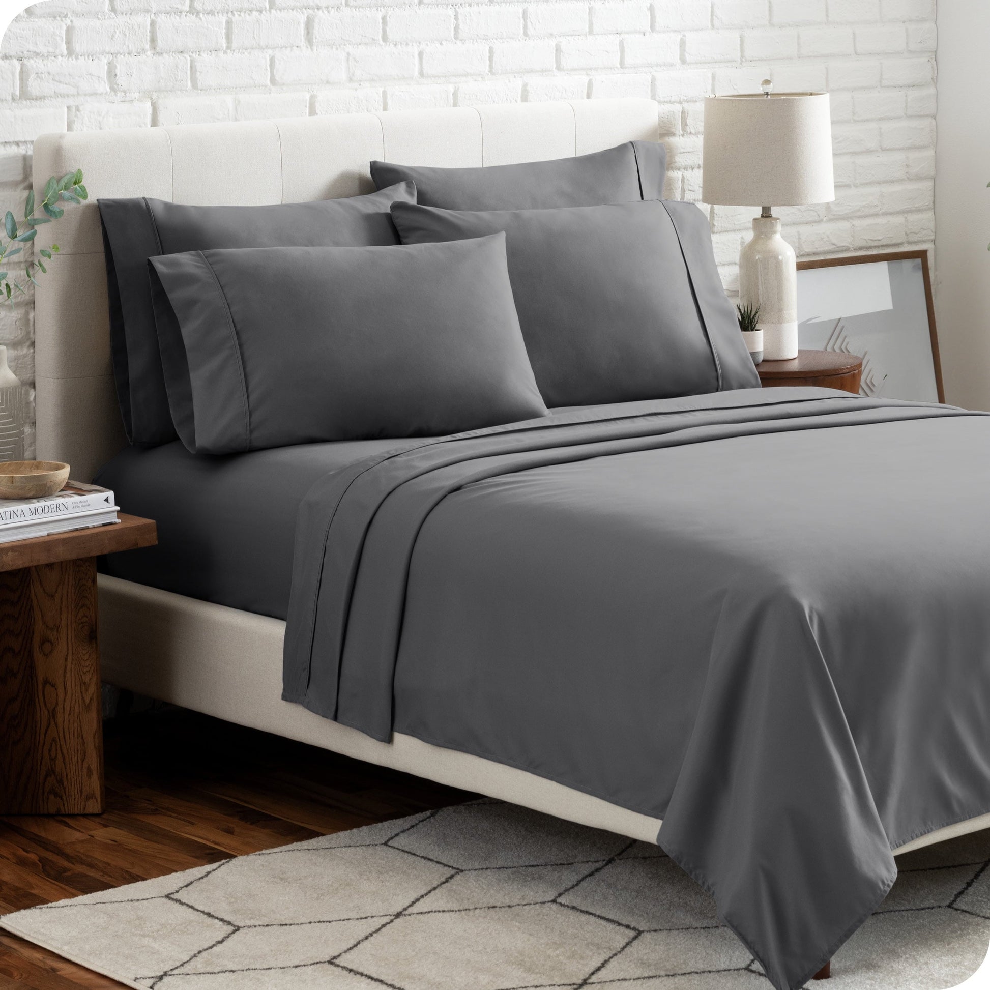 Cooling Sateen Luxury Bed Sheet Set- 6 Piece - Queen, Gray - Cooling Hotel Quality Bedding Sheets and Pillowcases - Default Title