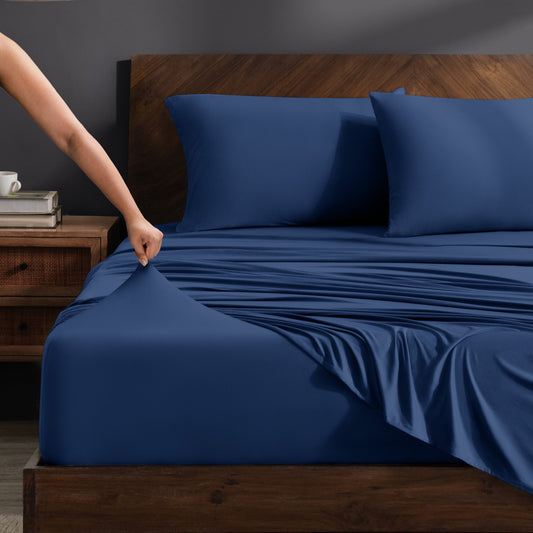 Breathable Luxury Cooling Performance Jersey Knit Stretch Sheet Set, Moisture-Wicking & Breathable, 4-Way Stretch Bed Sheets, Envelope ... - Premium Ultra-Soft Pillowcase Pair for Sleeping - Default Title