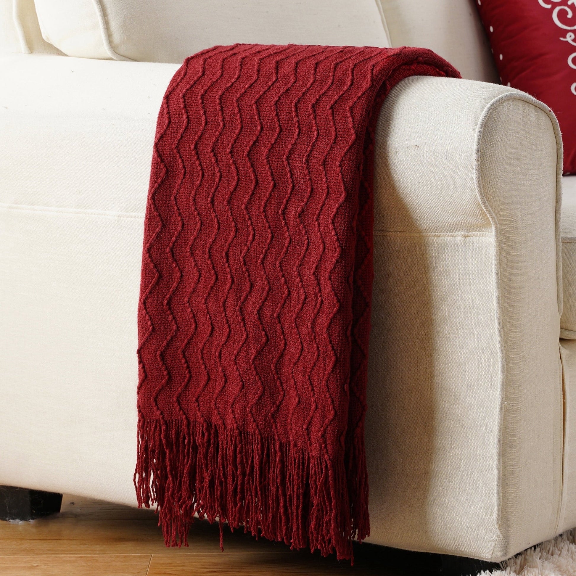 Cozy Fleece Dark Red Blanket for Couch,Burgundy Knit Throw Blanket for Bedroom,Christmas Throw,50"x60" - Cozy Fleece Throw Blanket for Couch & Bed - Default Title