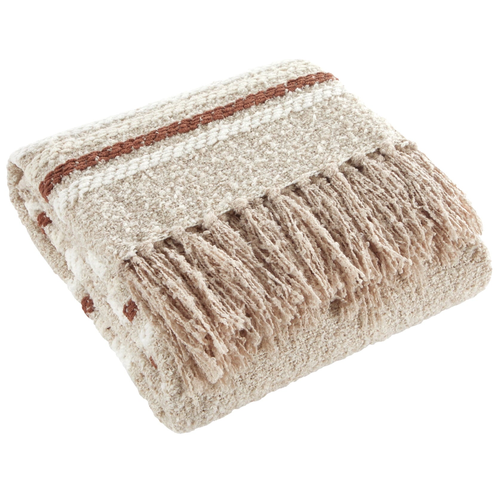 Super Soft Flannel 60" x 50" Cozy Striped Porcini Chenille Throw - Lightweight Plush Warm Blanket for All Seasons - Default Title