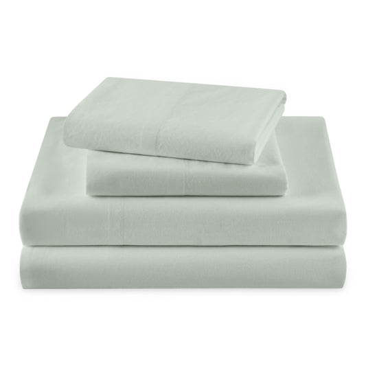 Premium Egyptian Cotton Solid 4-Piece 100% Cotton Washed Percale Sage Green Sheet Set, Full - Breathable Egyptian Cotton Flat & Fitted Sheets - Default Title