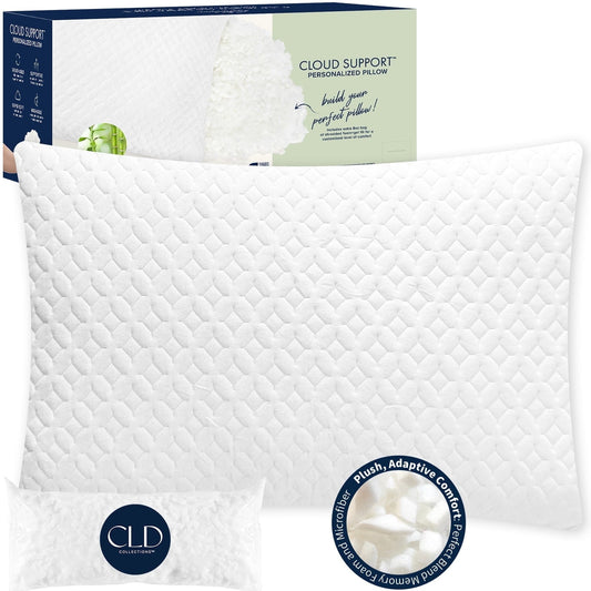 Fluffy Shredded Bed Pillows Cross Cut Memory Foam For Sleeping,Queen Size Bedding Pillow(White), Original Pillow for Sleeping，Adjusta... - Ergonomic Memory Foam Pillow for Neck Pain Support - Default Title