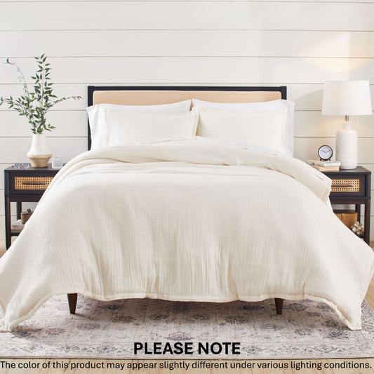 Heavyweight Warmth 3-Piece Cream Gauze Comforter Set, Adult Full/Queen - Hypoallergenic Ultra-Fluffy Quilt for Winter - Default Title