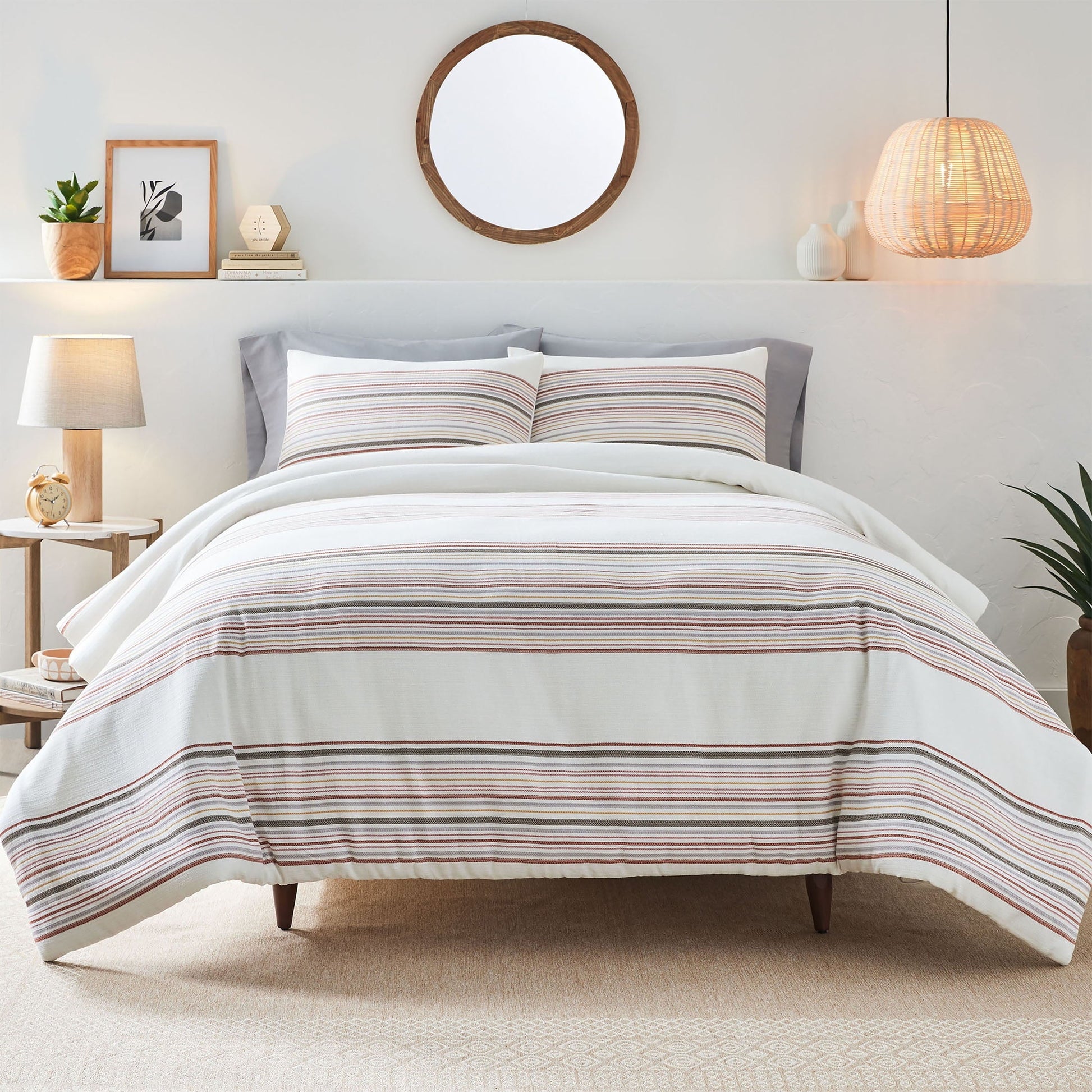 Heavyweight Warmth 3-Piece Red Yarn Dye Stripe Comforter Set, Full/Queen - Cloud-Like Soft Lightweight Bed Comforter - Default Title