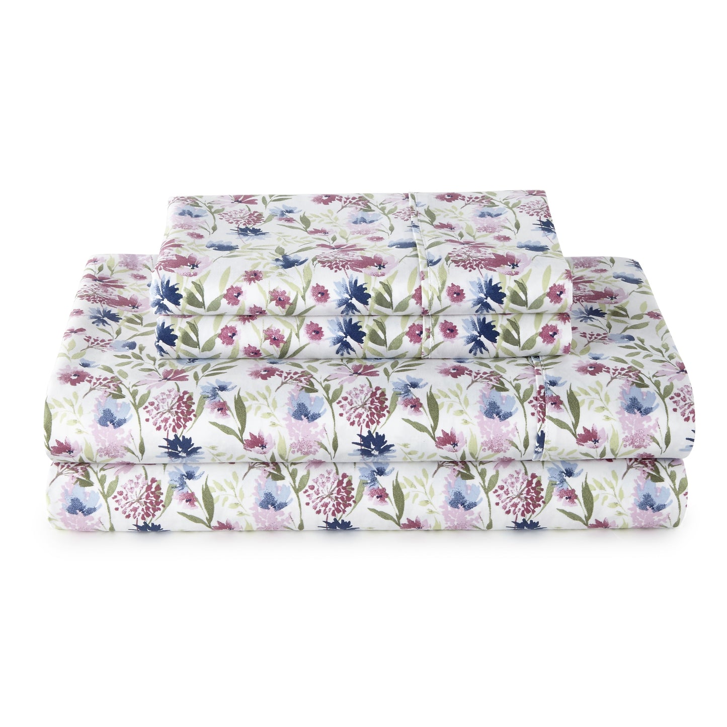 Wrinkle-Resistant 4-Piece 300 Thread Count Bashful Blooms Cool Cotton Sateen Bed Sheet Set, Queen - Luxury Bed Sheet Set with Deep Pockets - Default Title
