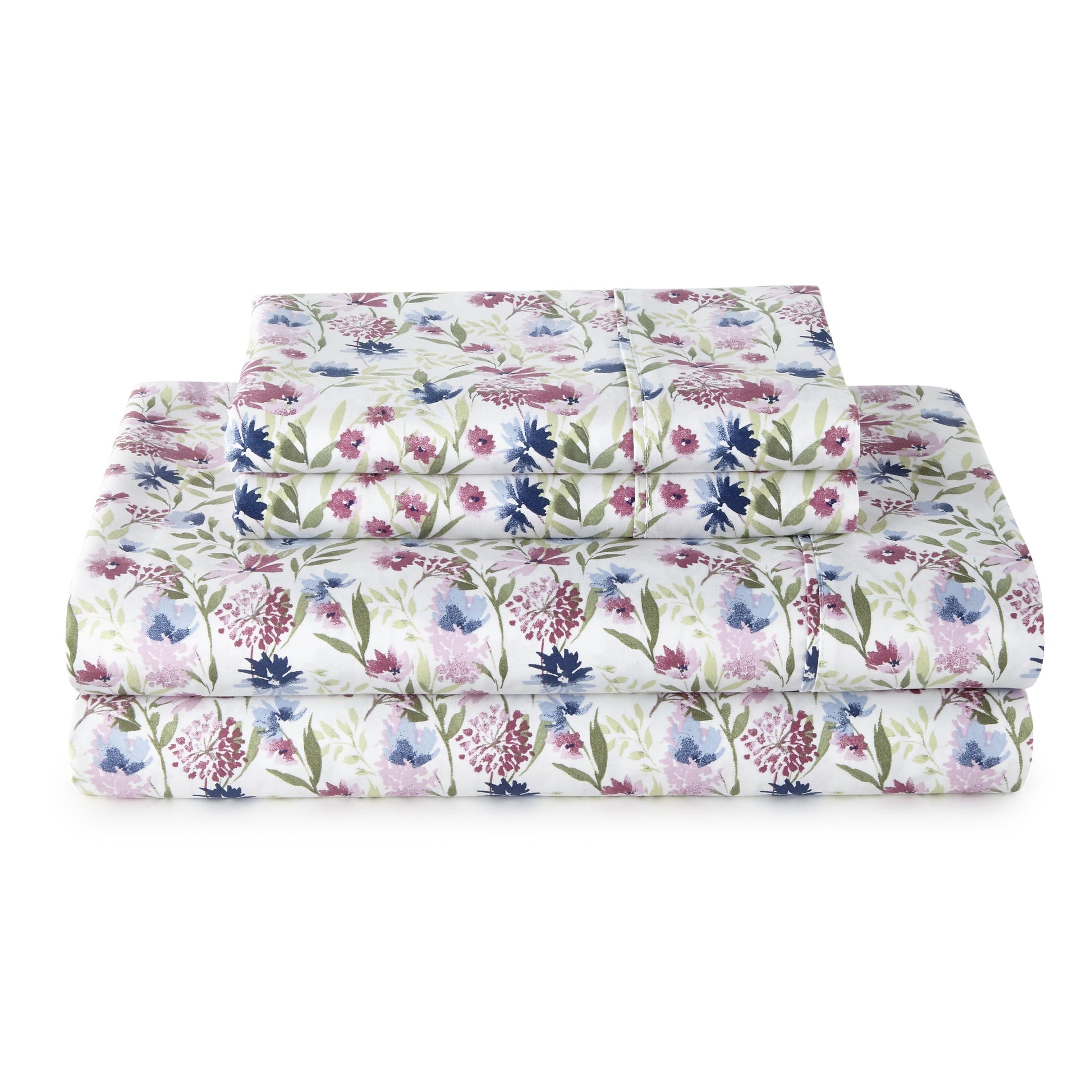 Wrinkle-Resistant 4-Piece 300 Thread Count Bashful Blooms Cool Cotton Sateen Bed Sheet Set, Queen - Luxury Bed Sheet Set with Deep Pockets - Default Title