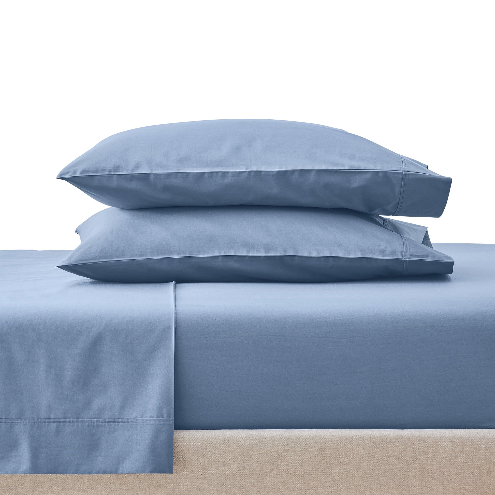Wrinkle-Resistant Cool & Crisp 3-Piece 300 Thread Count Blue Water Cotton Percale Sheet Set, Twin - Breathable Egyptian Cotton Flat & Fitted Sheets - Default Title