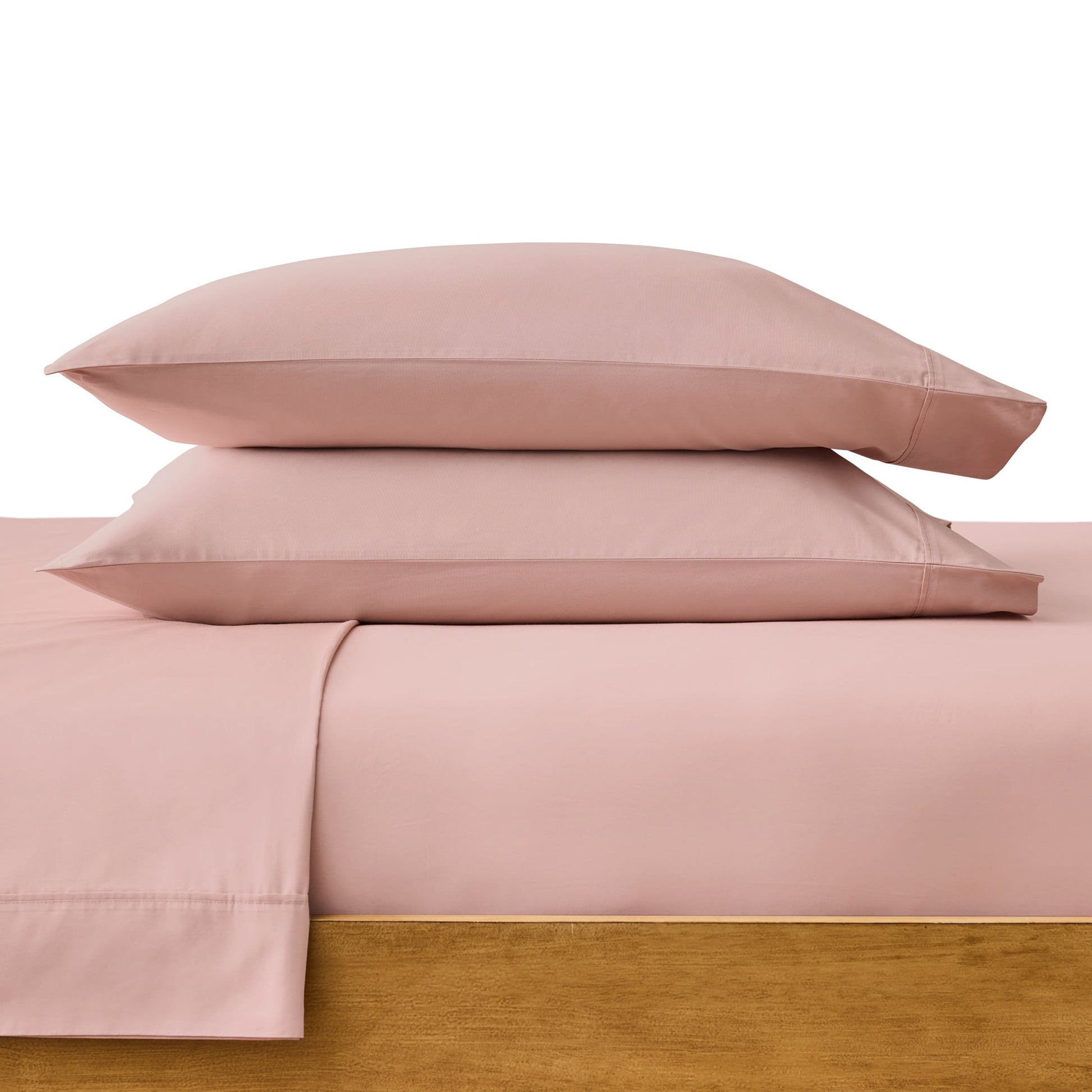 Wrinkle-Resistant 300 Thread Count Cotton Percale 3-Piece Antique Blush Bed Sheet Set, Twin - Breathable Egyptian Cotton Flat & Fitted Sheets - Default Title
