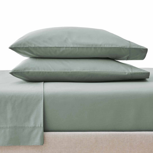 Ultra-Soft Cool & Crisp 4-Piece 300 Thread Count Green River Cotton Percale Sheet Set, Queen - Cooling Hotel Quality Bedding Sheets and Pillowcases - Default Title