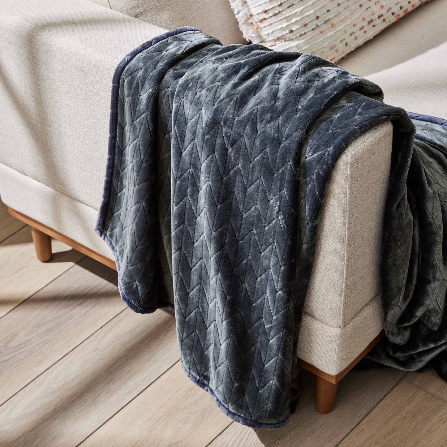 Cozy Fleece Textured Velvet Plush Soft Fleece Throw Blanket, Oversized, Greystone - Luxury Knitted Decorative Throw Blanket with Fringes - Default Title