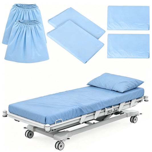 Cooling Sateen 6 Pcs Hospital Bed Sheets Set, Includes 2 Fitted Sheet 84x36x14", 2 Flat Sheets 104x59", 2 Pillowcases 19x29", Soft B... - Luxury Bed Sheet Set with Deep Pockets - Default Title