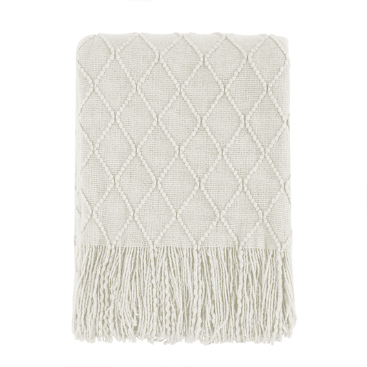 Cozy Fleece Rhombus Beige Throw Blanket, Soft and Lightweight, 50"x 60" - Cozy Fleece Throw Blanket for Couch & Bed - Default Title