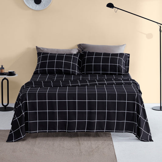 Premium Egyptian Cotton Full Bed Sheet Set, 4 Pieces Breathable & Super Soft, Easy Care Printed Microfiber with Deep Pocket & Envelope Closur... - Breathable Egyptian Cotton Flat & Fitted Sheets - Default Title