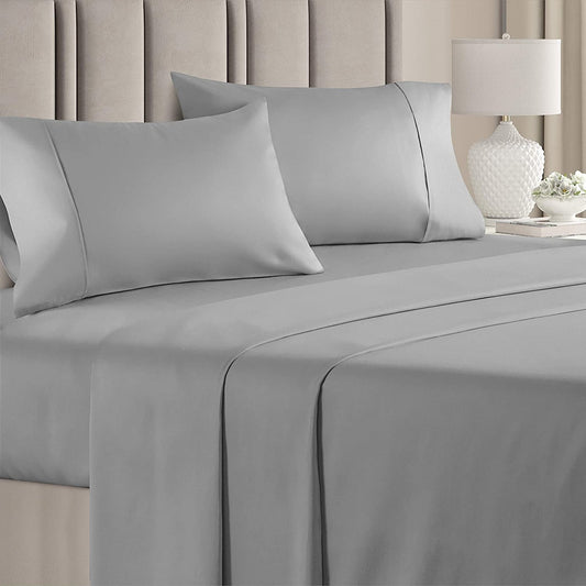 Ultra-Soft 4-Piece 400 Thread Count Cotton Sheet Set - King Size 100% Cotton Sateen Bed Sheets Fits 18"-24" Mattresse... - Luxury Bed Sheet Set with Deep Pockets - Default Title