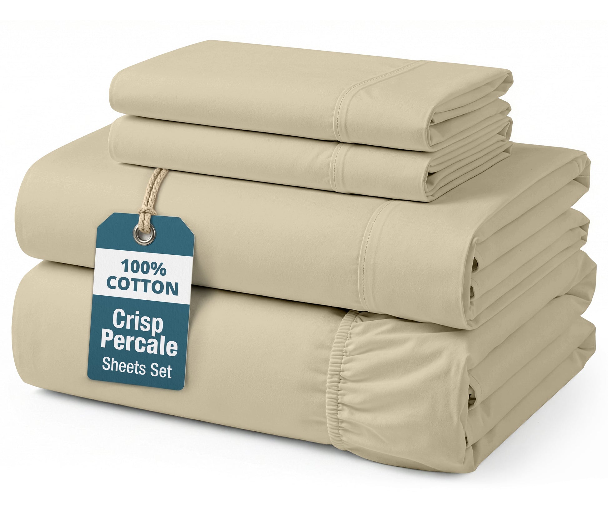 Premium Egyptian Cotton 100% Cotton Sheets Set – 4 Piece Cal King Bed Sheet, Soft & Comfy All Season Breathable Percale Weave, 15” Snug Fit D... - Premium Ultra-Soft Pillowcase Pair for Sleeping - Default Title