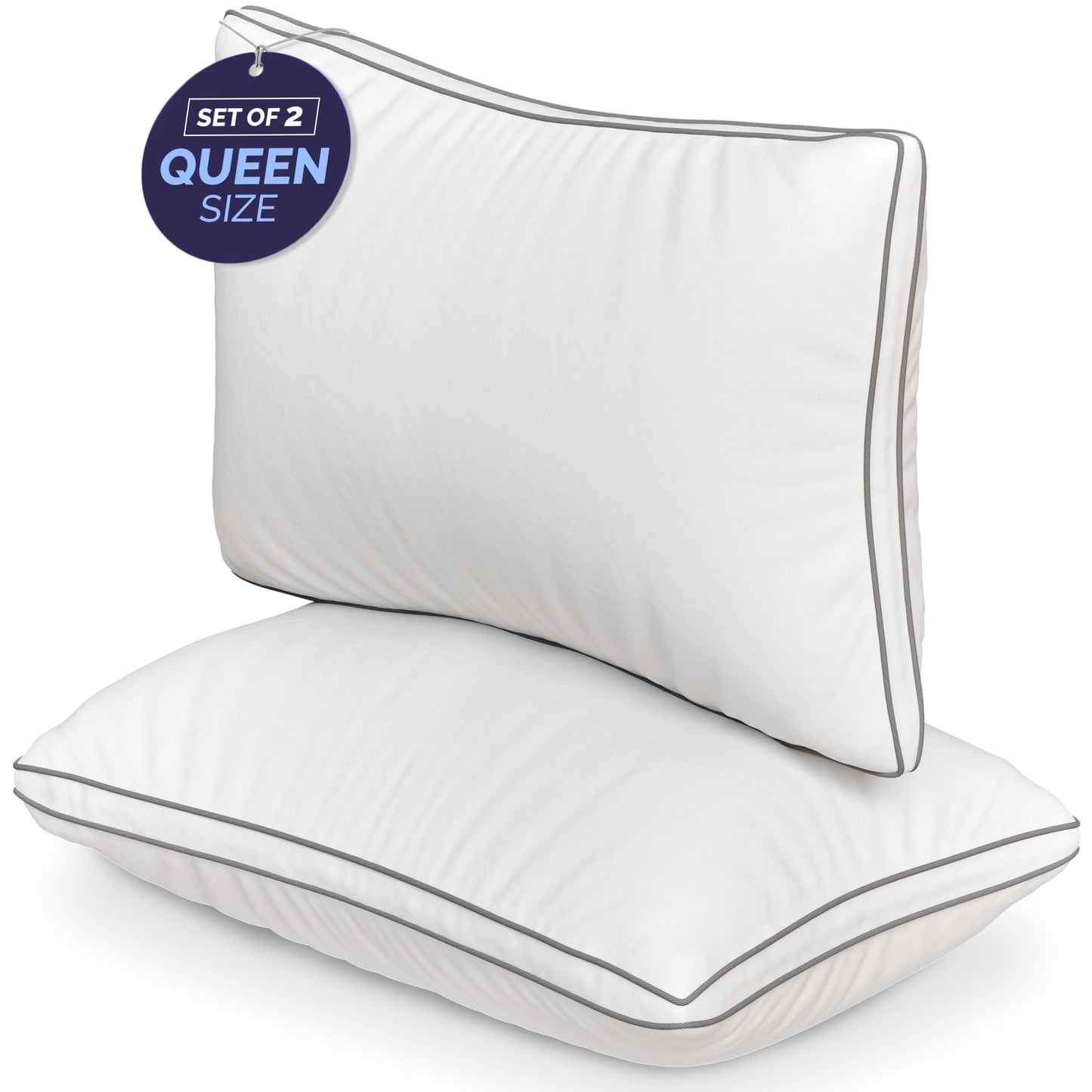 Decorative Plump Bed Pillows Queen Size Set of 2 - Luxury Down Alternative Pillow - 5 Star Hotel Pillows for Back, Side and Stomach Sl... - Orthopedic Shredded Foam Bed Pillow Set - Default Title